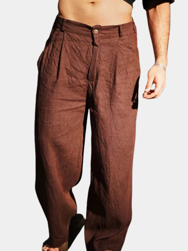 WIDE-LEG LINEN TROUSERS