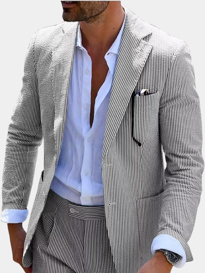 SUMMER STRIPED SUIT (TROUSERS + JACKET)