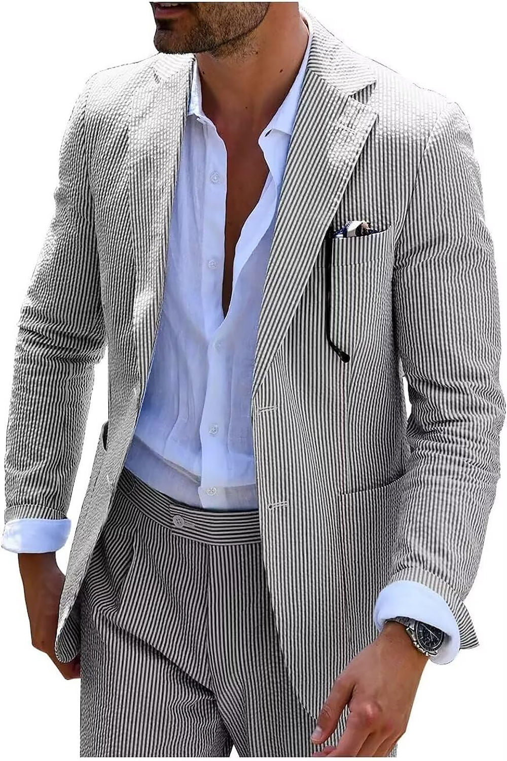 SUMMER STRIPED SUIT (TROUSERS + JACKET)
