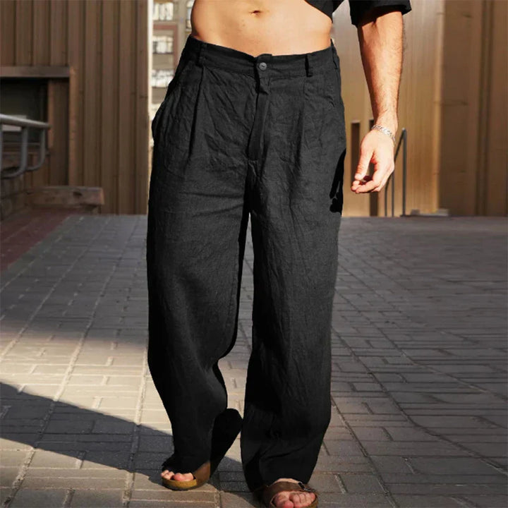 WIDE-LEG LINEN TROUSERS