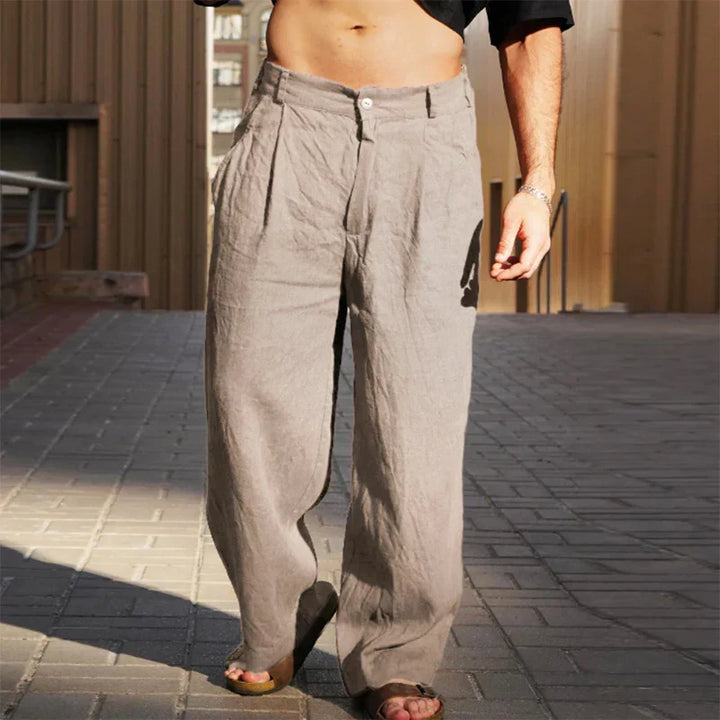 WIDE-LEG LINEN TROUSERS
