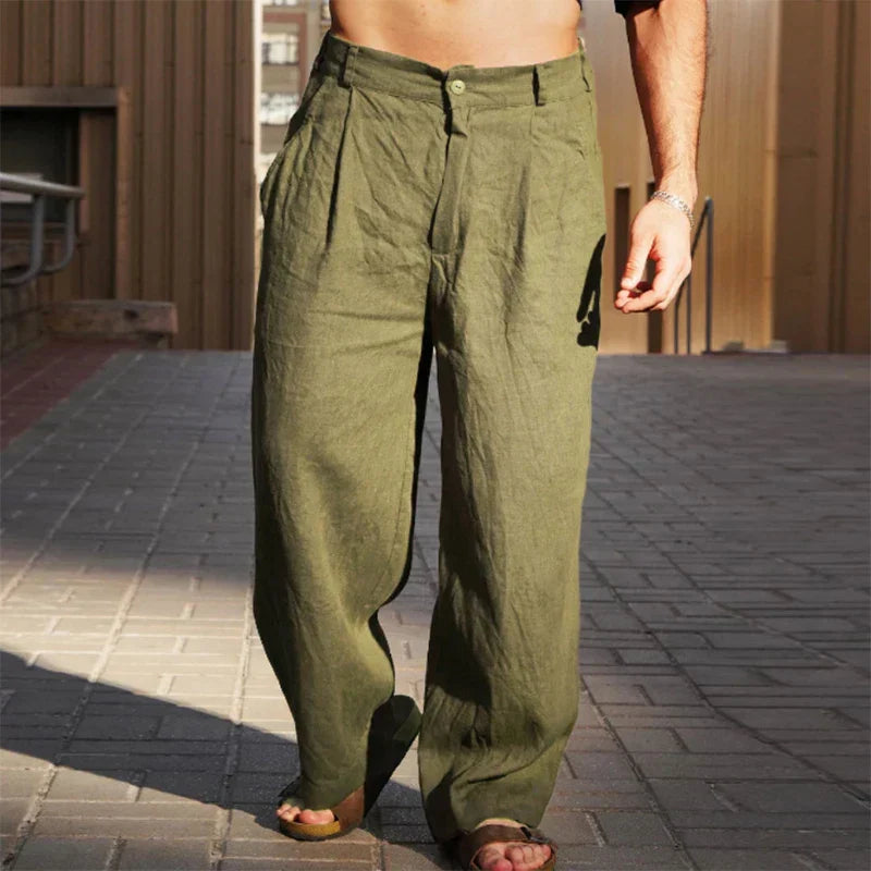WIDE-LEG LINEN TROUSERS