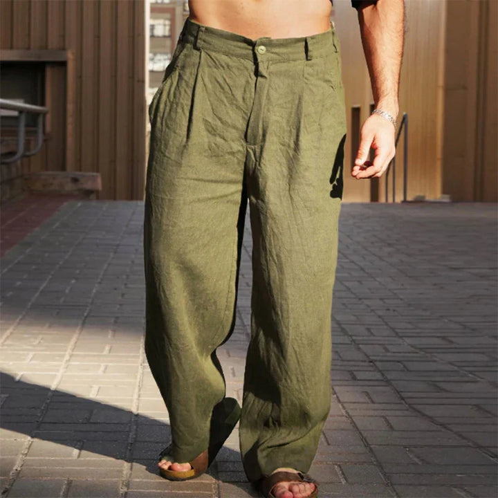 WIDE-LEG LINEN TROUSERS