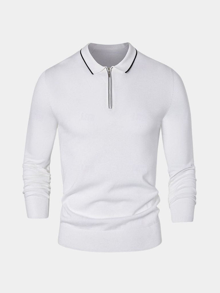 Clive™ | Ivory Long Sleeve Polo
