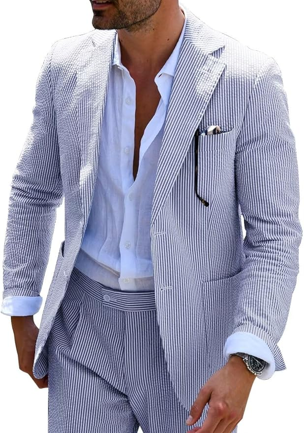 SUMMER STRIPED SUIT (TROUSERS + JACKET)