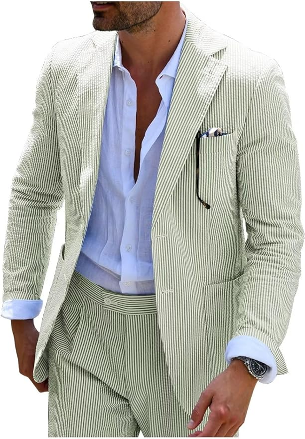 SUMMER STRIPED SUIT (TROUSERS + JACKET)